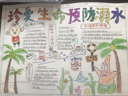 武胜县飞龙小学校开展防溺水手抄报比赛